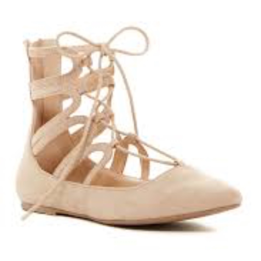 Light Tan Suede Lace Up Flats